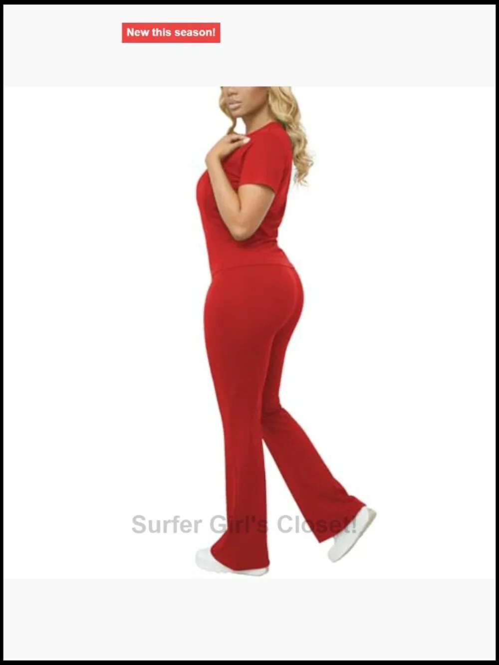 Short Sleeve Crew Neck Top Flared Pants Set Slim Fit Casual Tracksuit Lounge